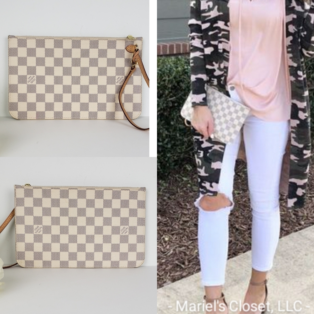 Authentic Louis Vuitton Damier Azur Neverfull Pochette #2707M - Picture 3 of 9